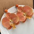 Mint Orange and White Orchid Statement Stud Earrings view 3