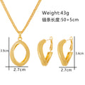 Gold Tone Gold Oval Twist Metal Necklace and Earring Set view 5