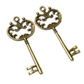 Large Ornate Skeleton Key Charms in Two Antique Finishes view 3