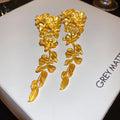 Gold Tone Floral Vine Statement Drop Earrings Statement Jewelry view 6