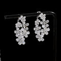 Silver Tone Crystal Floral Branch Cluster Drop Earrings view 2
