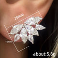 Silver Tone Marquise Crystal Leaf Cluster Stud Earrings view 5