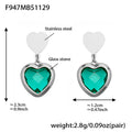 Heart Glass Stone Earrings Long Necklace Color Set view 12