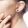 Sunflower Stud Earrings in Antique Silver-Tone Metal Jewelry view 3