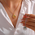 Titanium Steel Sun Eye Zircon Pendant Necklace 4 Options view 3