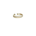 Gold Tone Triple Band Open Adjustable Ring Textured Lines view 3