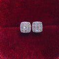 Square Clear Stone Cluster Stud Earrings In Silver Tone view 3