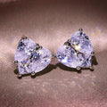 Silver Tone Clear Heart Stud Earrings Twin Pear Stones view 4