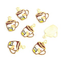 Coffee Cup Cat Enamel Alloy Charm Pendants in Five Colors view 8