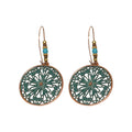Green Patina Openwork Floral Disc Statement Hook Earrings view 5