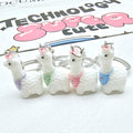 Flocked White Alpaca Llama Keychains Metal Rings 6 Styles view 2