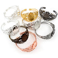 Ornate Oval Cabochon Tray Cuff Bracelets in Mixed Finishes view 5