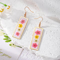 Rectangle Gold Tricolor Flower Drop Earrings 3 Colors view 3