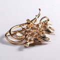 Champagne Crystal Leaf Brooch With Decorative Crystal And Enamel Details view 3