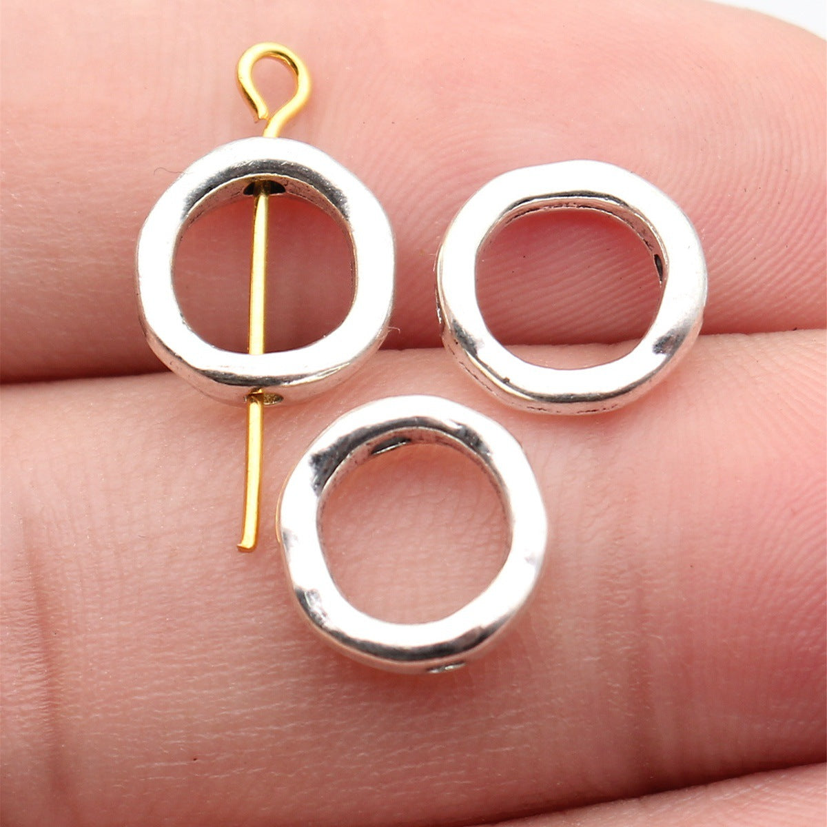11x11x3.3mm 0.68g Multicolor Zinc Alloy Wavy Round Ring Loose Metal Beads for DIY Bracelet Jewelry Making