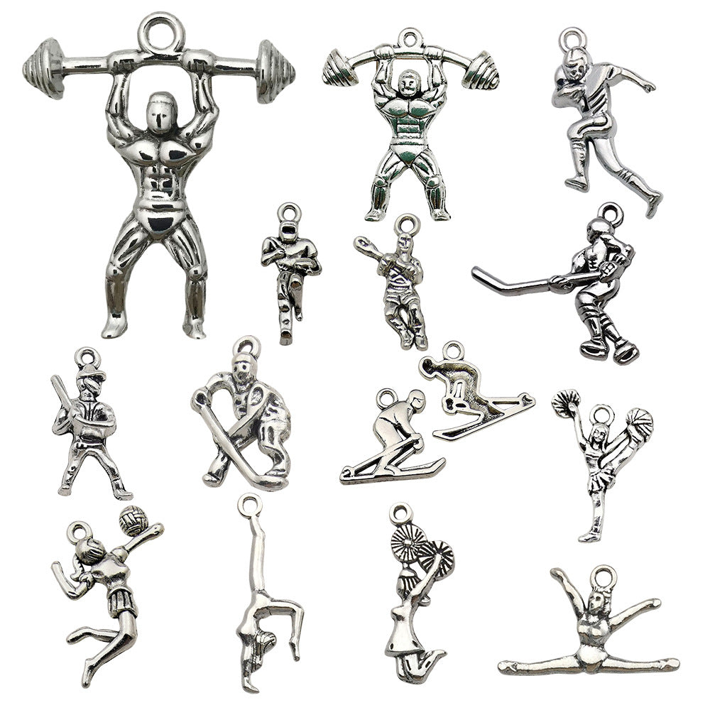 Zinc Alloy Sports Basketball Cheerleader Charm Pendant for DIY Necklace Bracelet Clothing