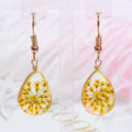 Pressed Flower Clear Teardrop Long Hook Earrings in Two Colors view 2