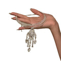 Silver Crystal Choker Necklace With Chandelier Fringe view 5