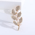 Holly Leaf Spray Brooch In Metal With Crystals And White Faux Pearls view 4