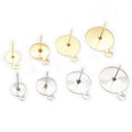 Round Disc Earring Posts with Hanging Loops in Two Finishes view 1