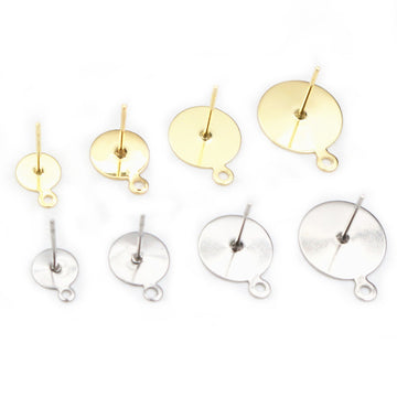 Round Disc Earring Posts with Hanging Loops in Two Finishes