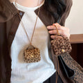 Plush Leopard Mini Bag Pendant Necklace in Three Colors view 1