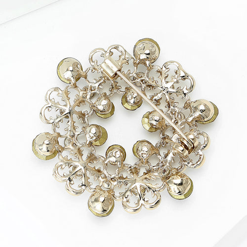 Crystal Wreath Brooch styled angled view