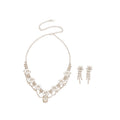Silver Pearl Rhinestone Necklace Earring Set 2 Styles view 5