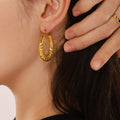 Sculpted Geometric Hoop Earrings in Gold and Silver Tone view 3