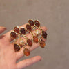 Brown Beaded Hoops