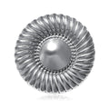 Round Fluted Brooch With Pearl Center In Silver And Gold Tones view 2
