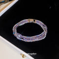 Four Mixed Pink Purple And Clear Crystal Bracelet Designs In Silver Tone view 4