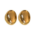 Rounded Oval Metal Stud Earrings For Women Jewelry view 5