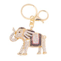 Gold Rhinestone Enamel Elephant Keychain Five Colors view 5