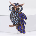 Rhinestone Owl Brooch on Branch Blue or Clear Crystal Finishes view 4