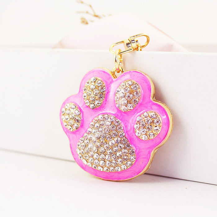 Cute Rhinestone Cat Paw Print Keychain for Car Keys, Bags, and Pet Lovers