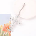 Silver Filigree Rhinestone Cross Metal Hanging Ornament view 4