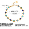 Gold Bezel Round Zircon Stainless Necklace Bracelet Earring Set view 8