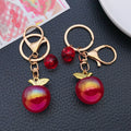 Red-Led Six-Color Iridescent Apple Double Ring Keychain Collection view 2