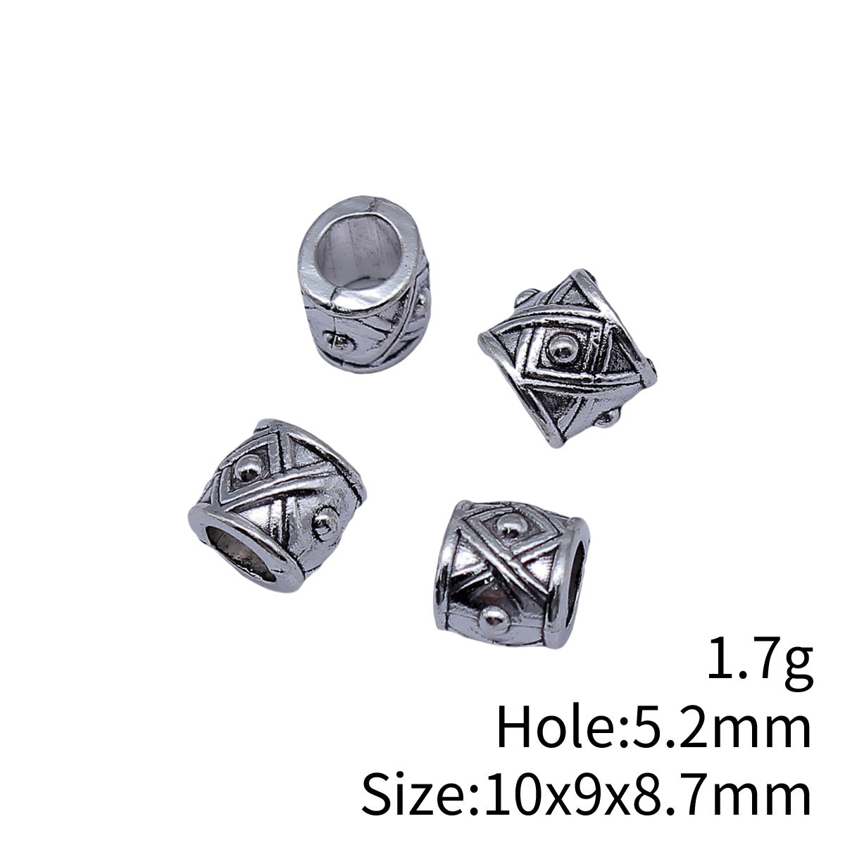 10x9x8.7mm 1.7g Antique Silver Zinc Alloy Carved Floral Round Large Hole Spacer Beads for Bracelets