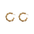 Gold Twisted Rope C Hoop Earrings Open Stud Posts Pair view 5