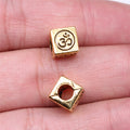 Om Symbol Square Large Hole Beads in 3 Metal Finishes for Jewelry Making view 2
