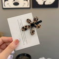 Leopard Print Acrylic Flower Duckbill Side Hair Clip view 4