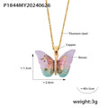 Resin Butterfly Pendant Necklace With Gold Tone Chain view 6
