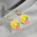 Colorful Lemon Slice Hoop and Stud Dangle Earrings view 3