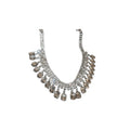 Rhinestone Bib Necklace Square Drop Fringe Two Finishes view 5