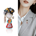 Enamel Pipa Player Brooch In 2 Color Variants For Jackets and Scarves view 2