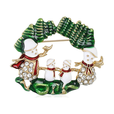 Christmas Cat Wreath brooch front view on a white background