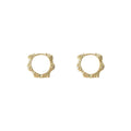 Gold Bamboo Joint Huggie Hoop Earrings Mini Crystal view 5