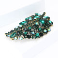 Oversized Crystal Leaf Brooch in Red Blue or Green Stones view 3